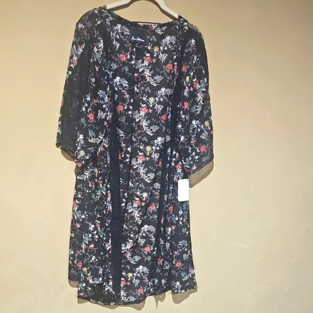 Sam Edelman Multicolor Floral Black Robe - Picture 3 of 7